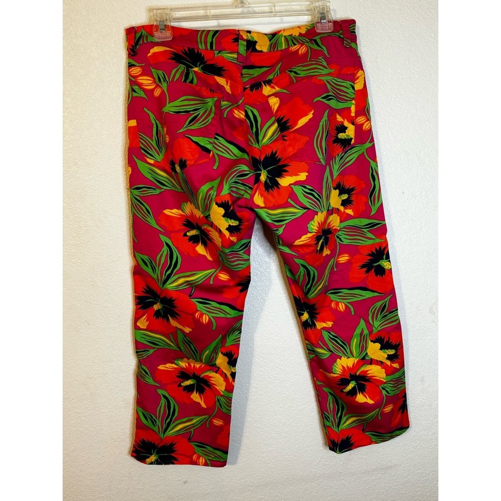 Polo Jeans Co. Ralph Lauren Floral Print Pants‎ Size 10 Red Yellow Green - Picture 2 of 8